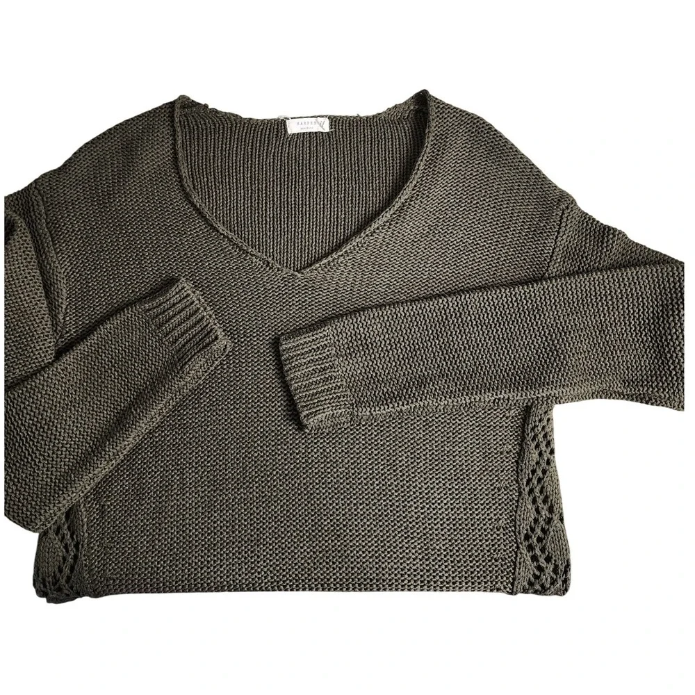 Harper Heritage Olive‎ Green Knit Long Sleeve Womens S Sweater Cottage Core
